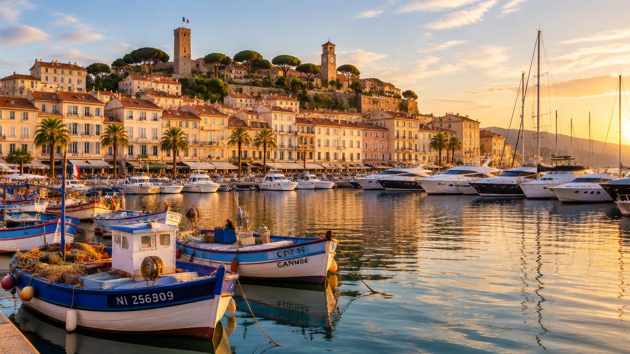 The Old Port of Cannes with Le Suquet rising behind