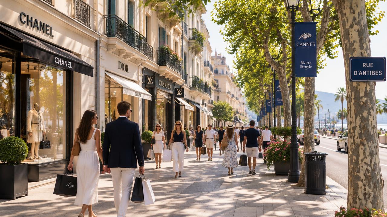 Rue d'Antibes shopping street in Cannes