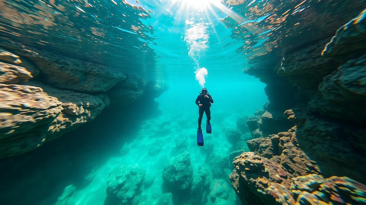 Diver exploring the Mediterranean off Cannes