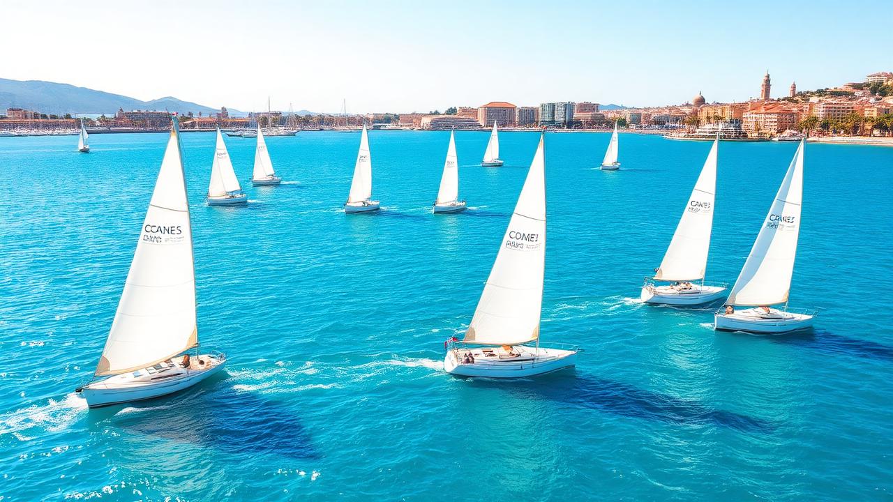 Yachts sailing in the Bay of Cannes
