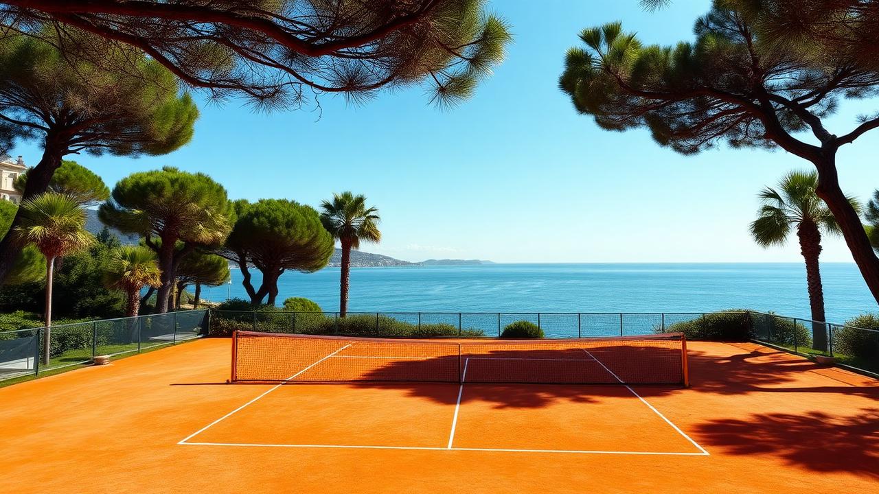 Clay tennis court on the Côte d'Azur